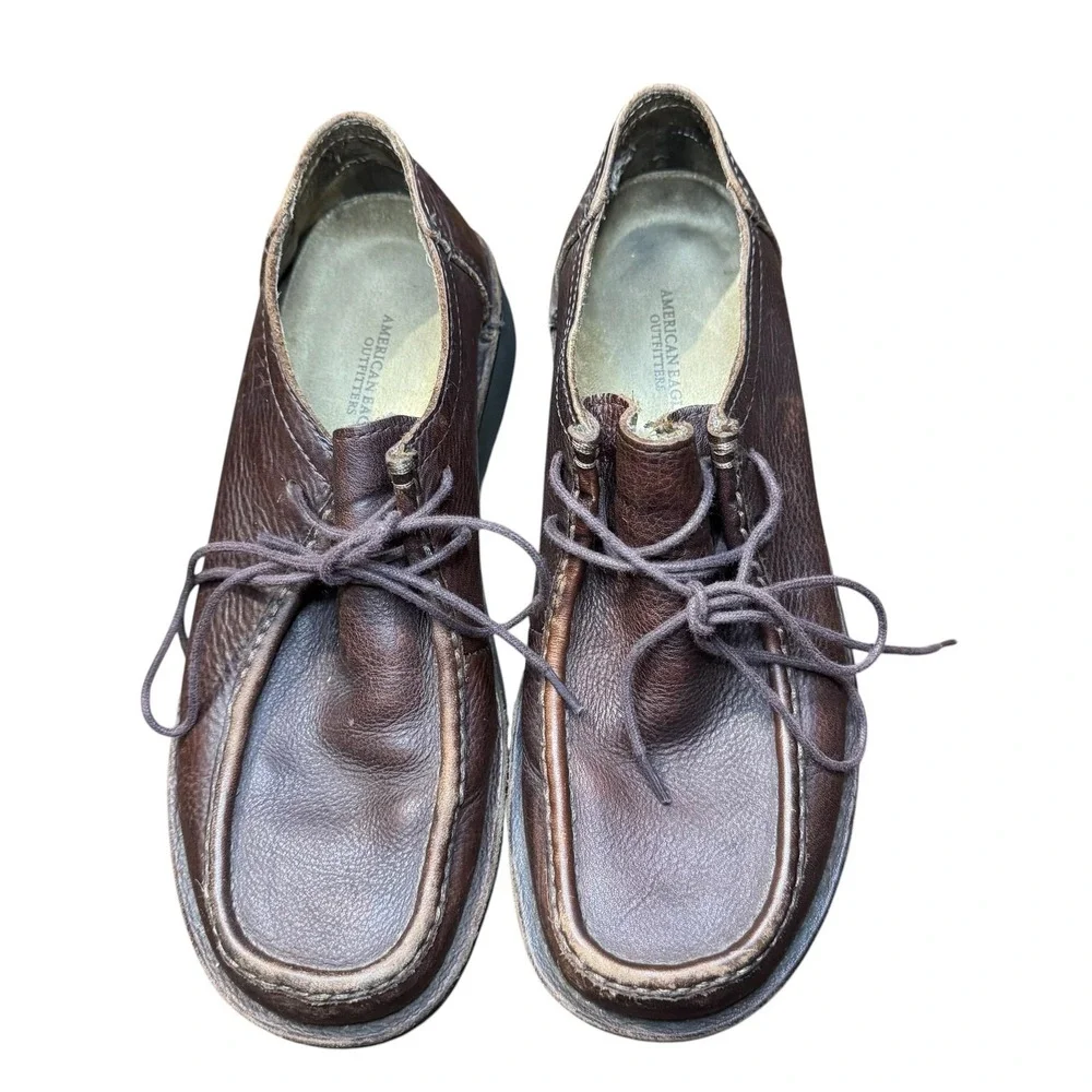 American Eagle Outfitters Shoes Mens Size 9 Brown Moccasin Lace Up Comfort